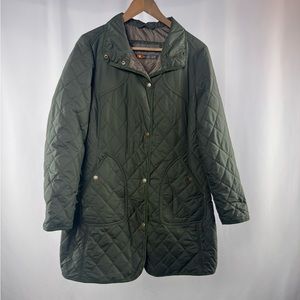 Eddie Bauer Sportshop Quilted Trench Coat‎ in Green Size Petite Medium
